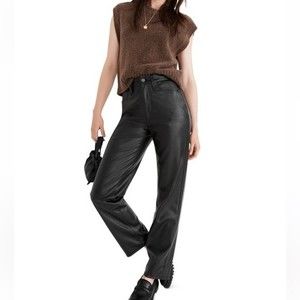 The Perfect Vintage Straight Jean Faux Leather Pleather Black
